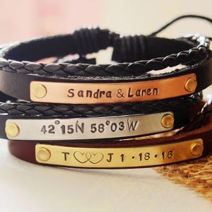 Custom leather bracelet, custom bracelet, wrap bracelet, leather wrap cuff, leather anniversary bracelet personalized bracelet for boyfriend