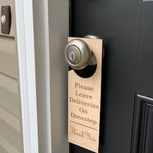 Delivery Door Sign- Please Leave Deliveries On Doorstep Door Hanger- Please Do Not Knock Sign- Door Sign