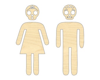Skull Bathroom People- Restaurant Bathroom Sign- Men and Women Bathroom Door Signs