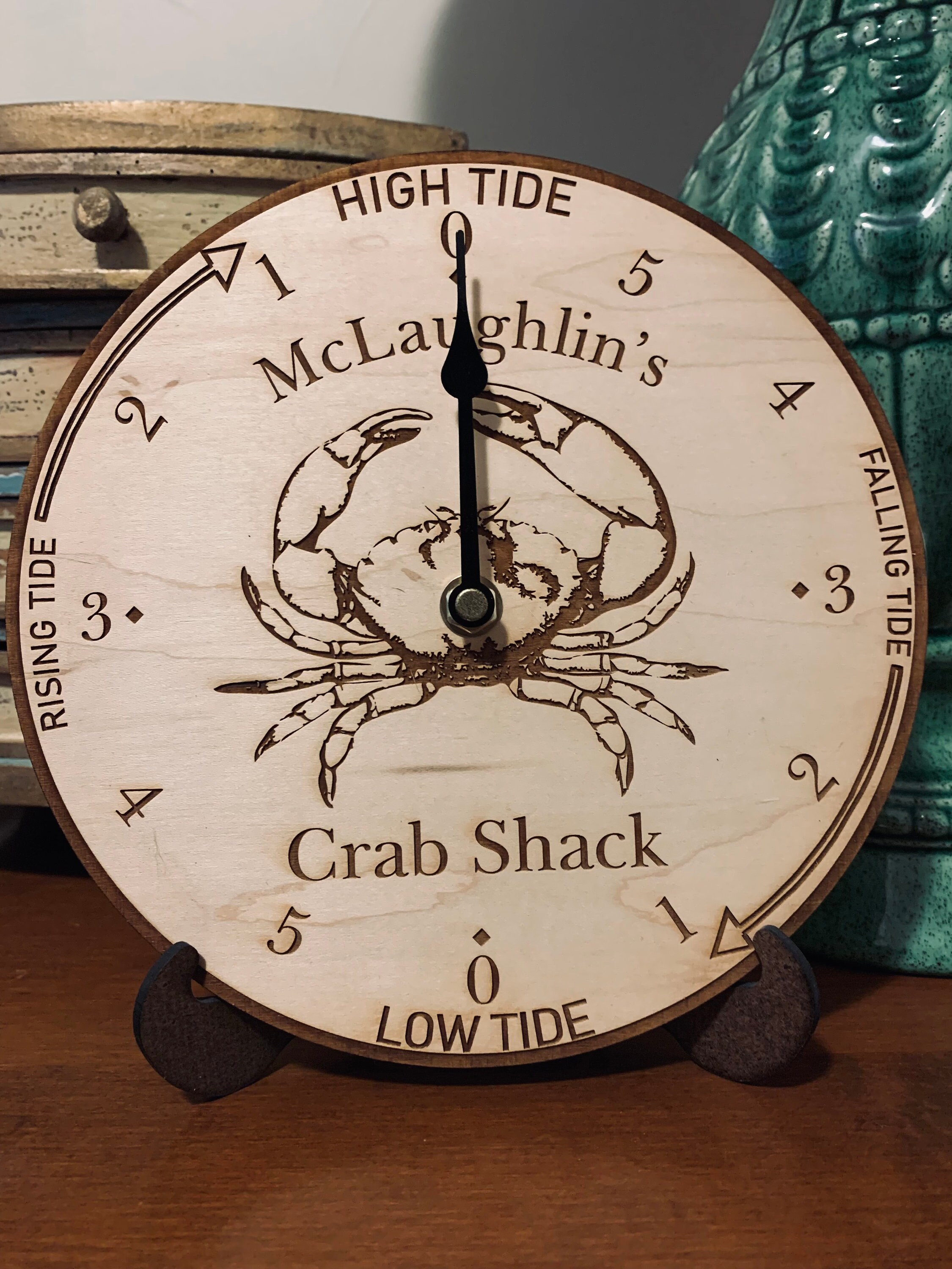 Crab Tide Clock Tide Clock Personalized Tide Clock Wooden Etsy
