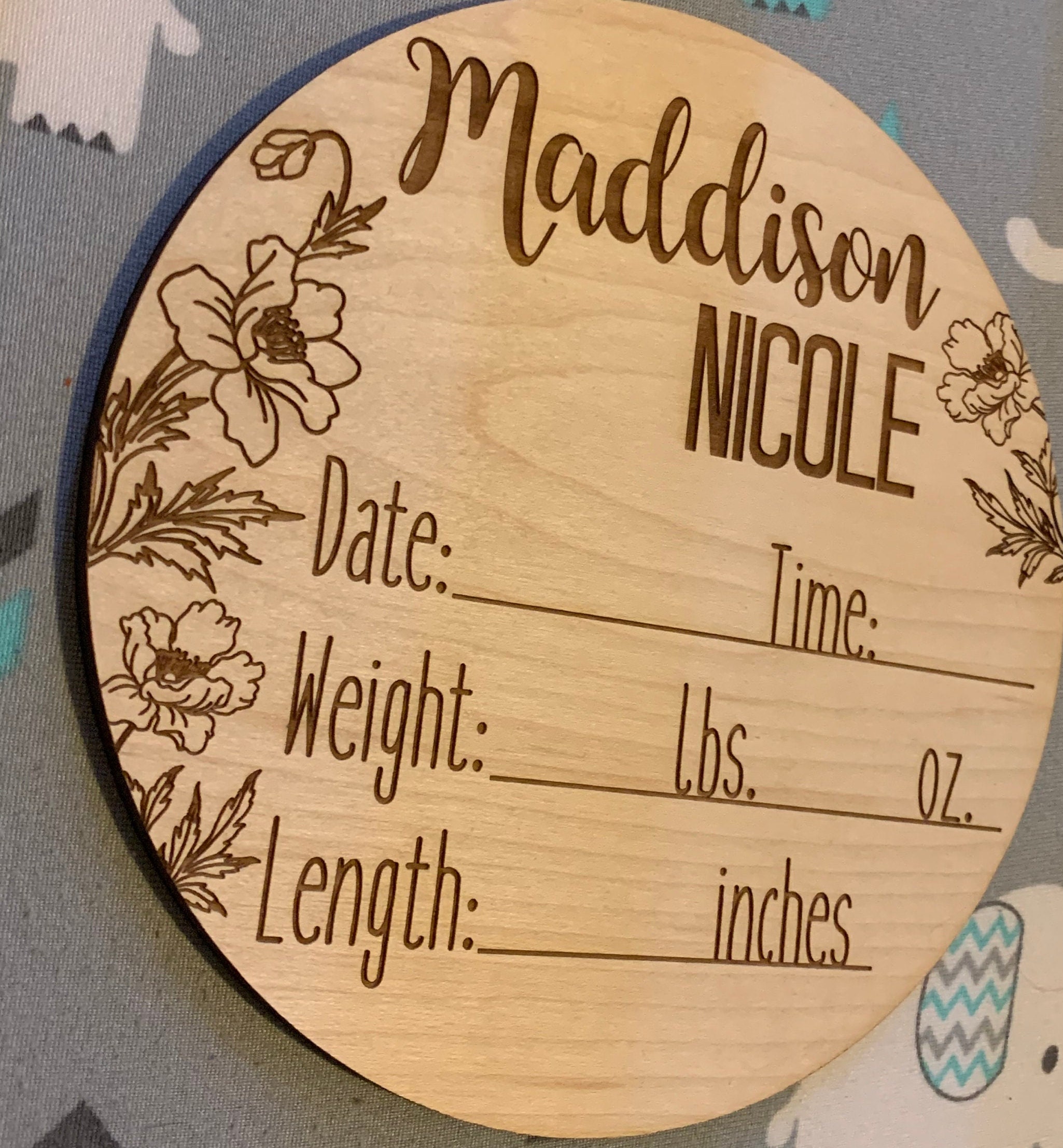 Custom Baby Birth Stats Sign - Wildflower Design for Newborn ...