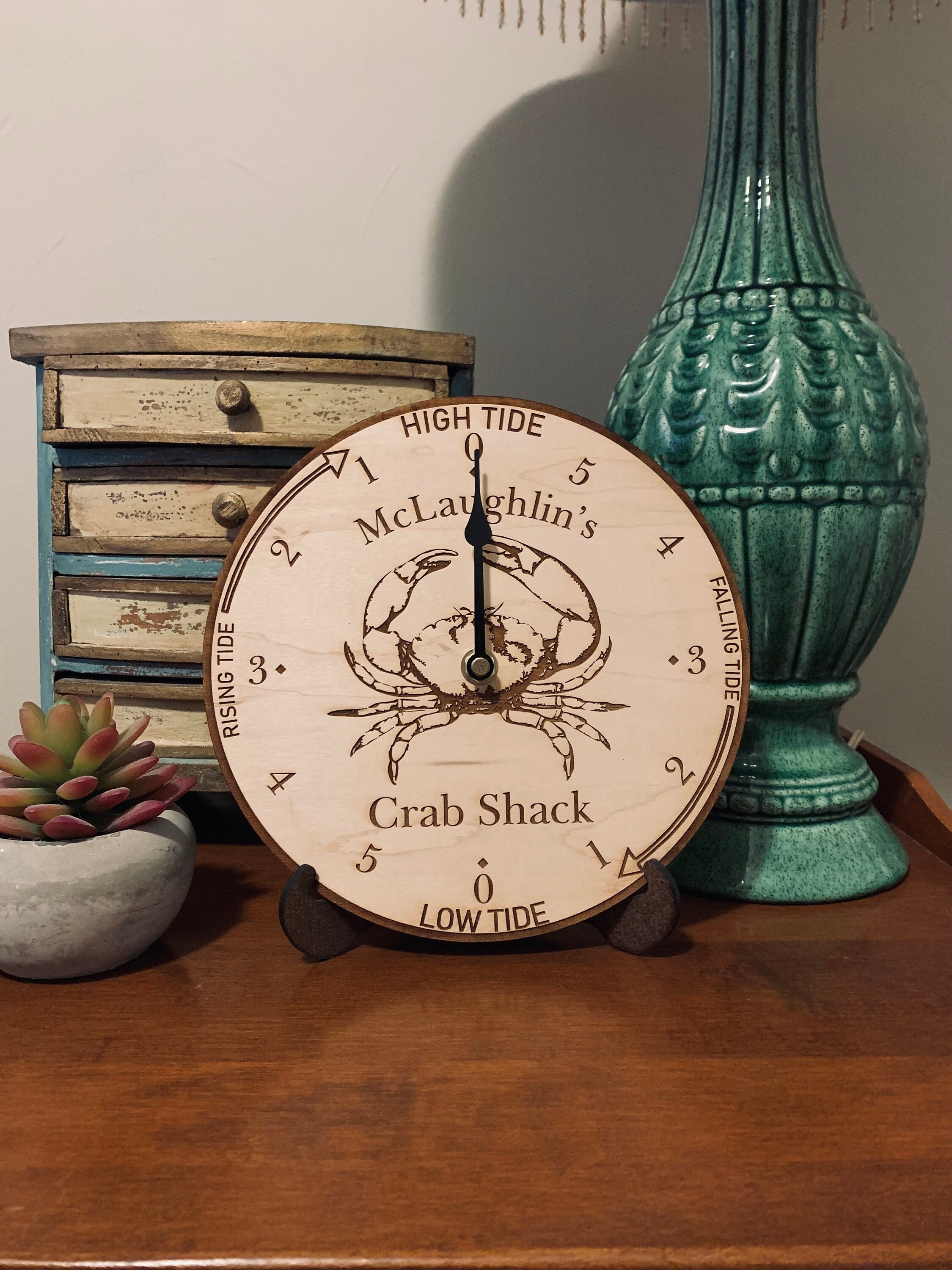 Crab Tide Clock Tide Clock Personalized Tide Clock Wooden Etsy