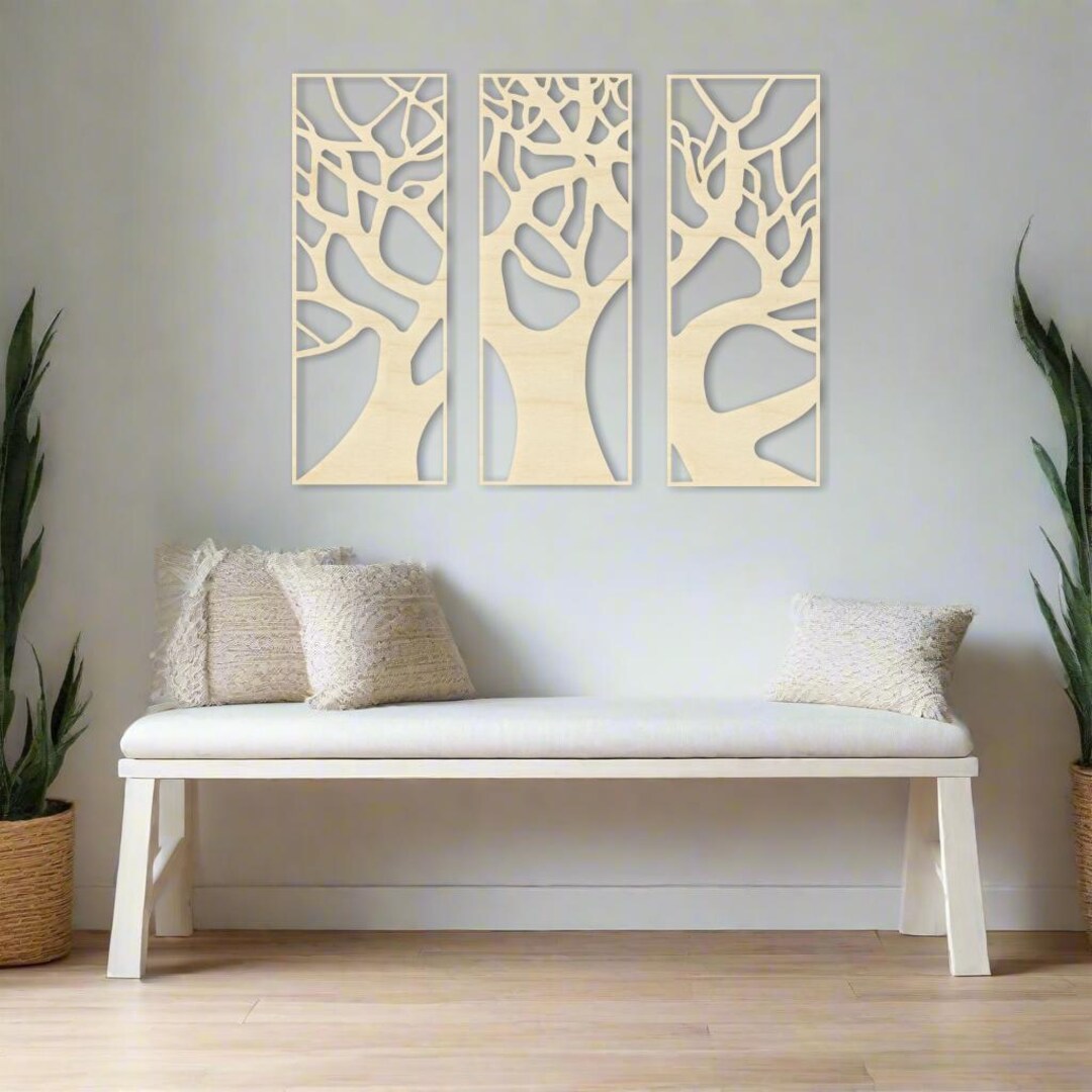 Maple Plywood Tree Panel Set: Laser Cut Wood Wall Art - Etsy