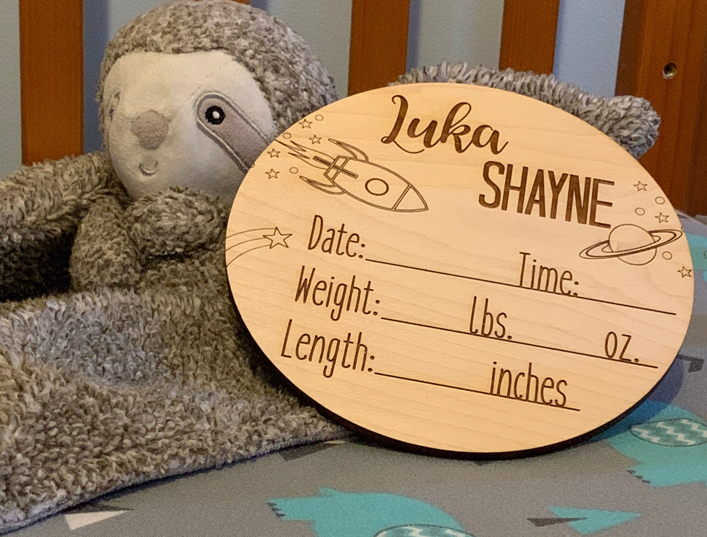 Wooden Baby Birth Stats Sign - Custom Engraved for Newborn Announcement ...