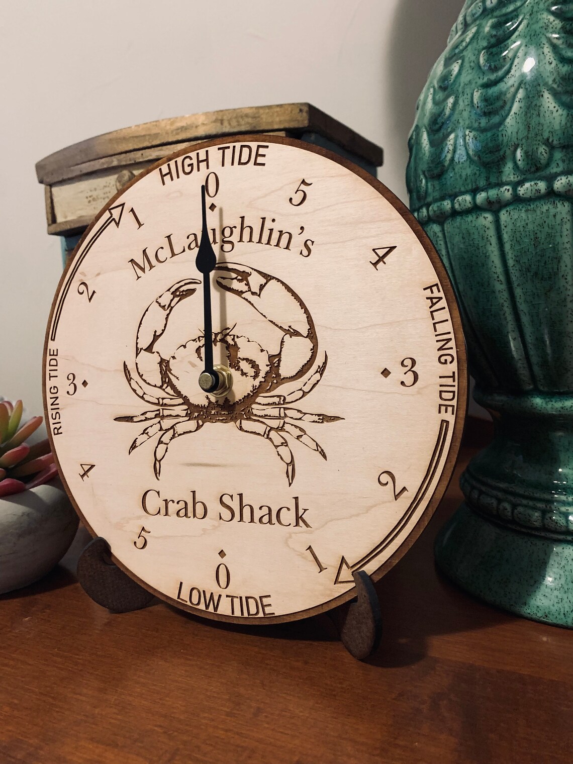 Crab Tide Clock Tide Clock Personalized Tide Clock Wooden Etsy