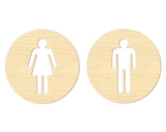 Men's and Women's Restroom Door Signs - Wooden Bathroom Door Signs