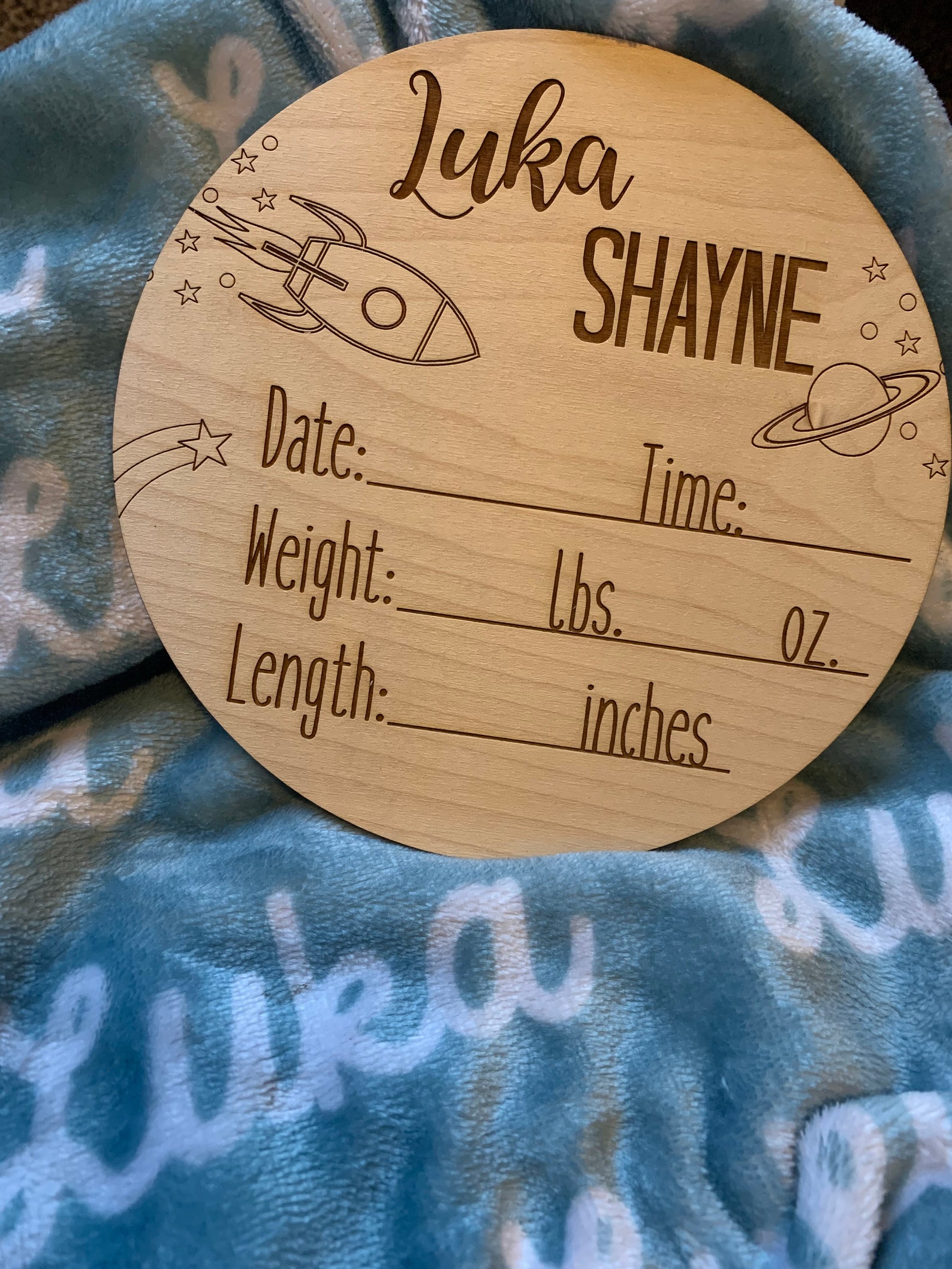 Wooden Baby Birth Stats Sign - Custom Engraved for Newborn Announcement ...