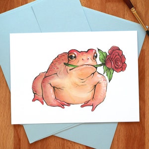 Tarjeta de San Valentín de rana // naranja // tamaño A6 // en blanco por dentro