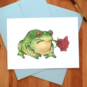 Frog valentine card // green // A6 size // blank inside