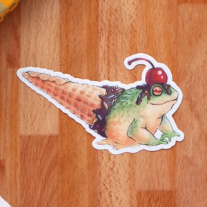 Ice Cream Frog 01 // 4" Vinyl Die cut Stickers