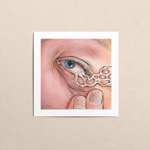 Eye Study 02 // Mini Art Print 6x6" // Tinta e Aquarela