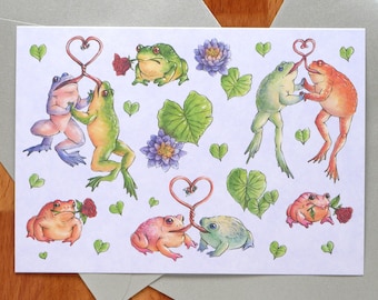 Unfrogettable Love card // funny frogs in love // blank inside