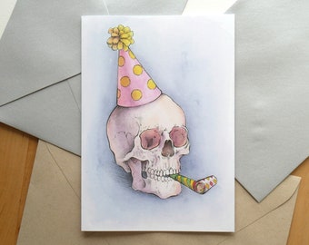 Skull birthday card // funny gothic // blank inside