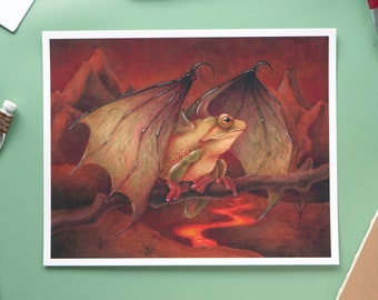 HellFrog // 8x10" Giclee Art Print // Watercolor Mixed Media // Frog Art