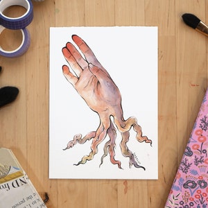 Squid // Original Artwork // Ink and Watercolor // 5x7&quot;