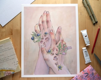 Die Botaniker-Krankheit / 11x14&quot; Giclee Kunstdruck / Tinte und Aquarell