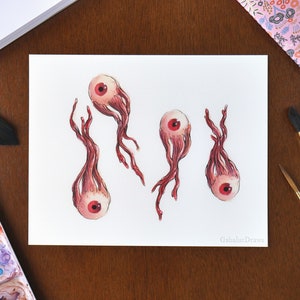 Eye Jellies // 10x8&quot; Giclee Art Print // Ink and Watercolor Medical Illustration