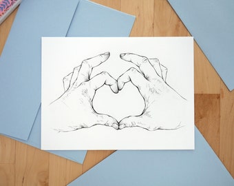 Heart Hands card // A6 size // blank inside // anniversary // valentines