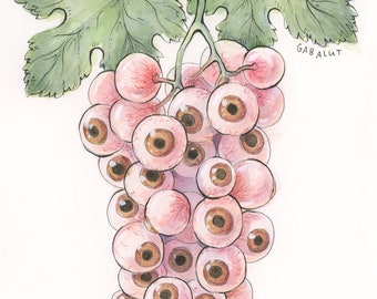 A Bunch of Eyes // 4x6" Mini Art Print // Ink and Watercolor