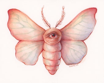 Flesh Moth // Original Artwork // Watercolor // 6x8"