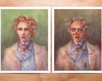 Dorian Gray // 11x14" Giclee Art Print // Aquarell // Horror Kunst