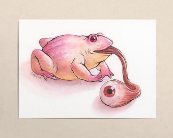 Frosch ohne Titel // 13x18cm Mini Kunstdruck // Tusche und Aquarell