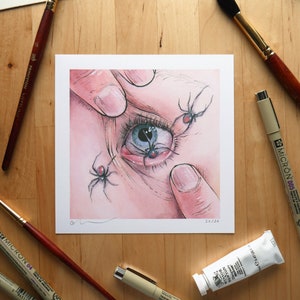 Escape // 6x6&quot; Limited Edition Mini Art Print // Ink and Watercolor