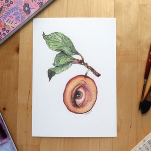 Prunus domesticeye // 5x7&quot; Mini Art Print // Ink and Watercolor