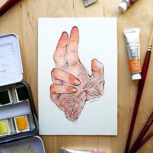 Hand 31 // Original Artwork // Ink and Watercolor // 4x6&quot;