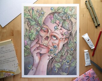 Death of the Botanist // 11x14" Giclee Art Print // Ink and Watercolor
