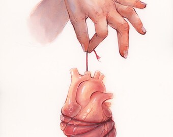 Heartstring 2023 // Original Artwork // Watercolor // 11x14" // body horror
