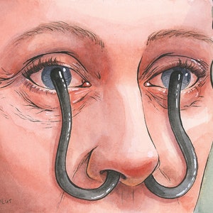 Nose Hair // Original Artwork // Ink and Watercolor // 6x5&quot;