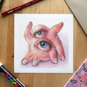 Teratoma // 6x6&quot; Mini Art Print // Ink and Watercolor