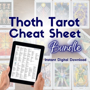 Pacote de folhas de dicas de tarô Thoth, significados das cartas de tarô Baralho de tarô Crowley, pacote de diário Grimoire, amor, carreira, dinheiro, trabalho sombrio, geral