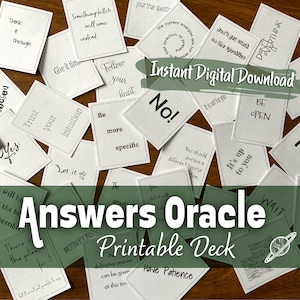 Antwoorden Oracle Deck, afdrukbare Oracle-kaarten, Instant Download, Card Deck voor afdrukken, digitale Oracle PDF, cadeau voor tarotlezer