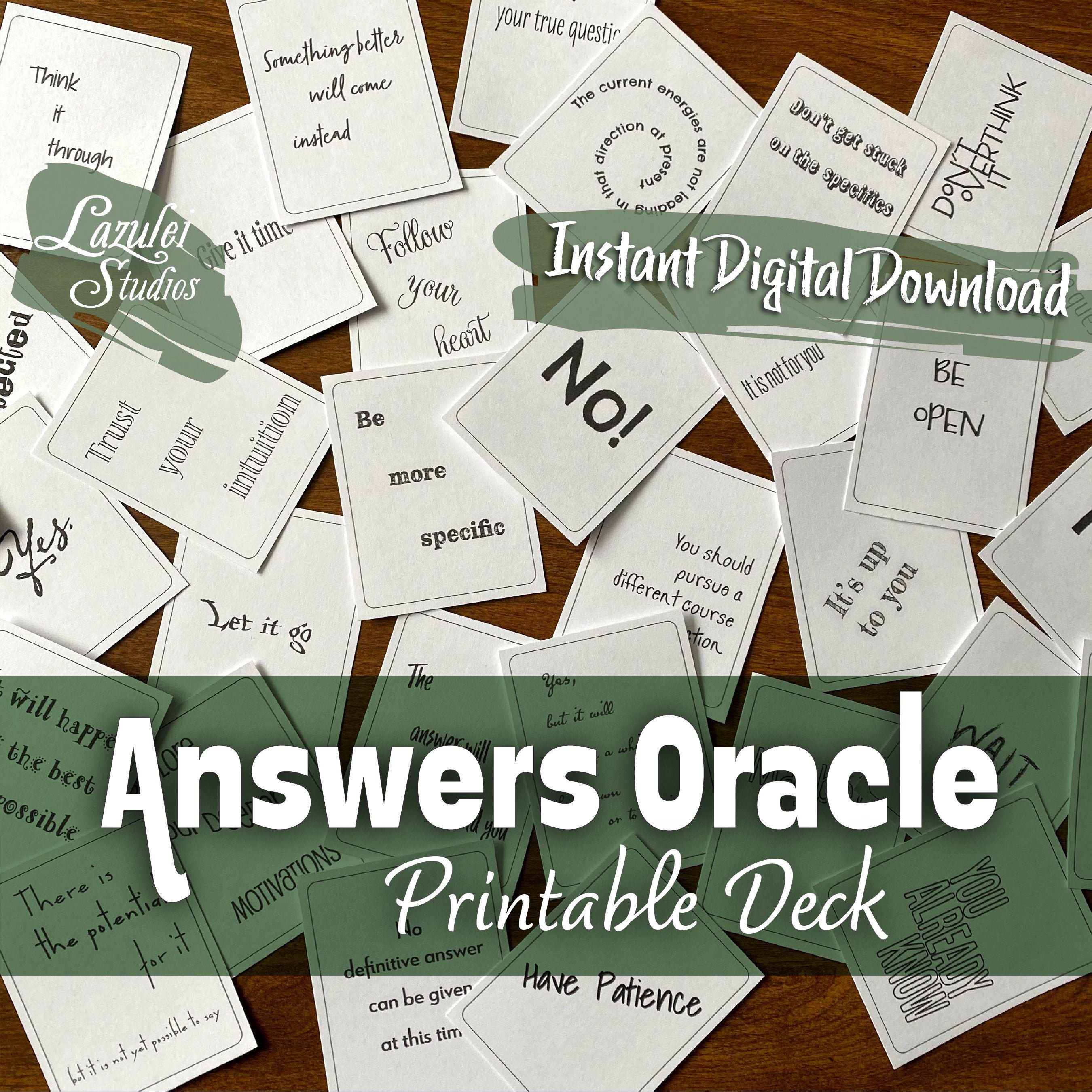Answers Oracle Deck Printable Oracle Cards Printable Tarot | Etsy