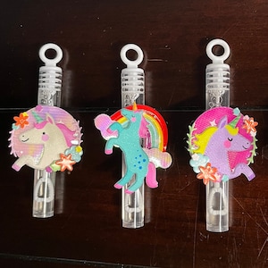 Unicorns and Rainbows Bubble Favor Tube, Cute Colorful Irredescent Unicorn Favor Pink Purple Unicorns Party Supplies Goodie Bag Party Favors