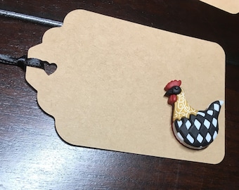 Rooster Favor Tags | Rooster Gift Tags | Rooster Goodie Bag Tags | Unique Rooster Birthday Party Decor | Paper Roosters Tags- 4/order