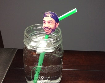 Custom Face Straws, Personalized Plastic Flexi Straws, Picture Straws, Pic Straws, Funny 30th Birthday for Him, 20th, 30th, 40th, 50th, 60th