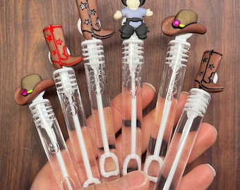 Cowboy Bubble Favor Wand Tube Country Wild West Western First Rodeo Boots Horse Party Supplies Saddle Up Boots Bubbly Goodie Bag Stuffer