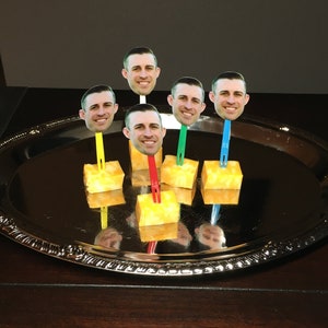 Photo Appetizer Skewers Bridal Bachelorette Charcuterie  Picks Personalized Face Party Hors d&#39;oeuvres Decorations 30th Birthday for Him