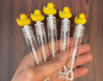 Rubber Ducky Bubble Party Favor, Splish Splash it's a Birthday Bash Party Supplies, Yellow Bath Duck Bubble Wands Tubes Goodie Bag Stuffer