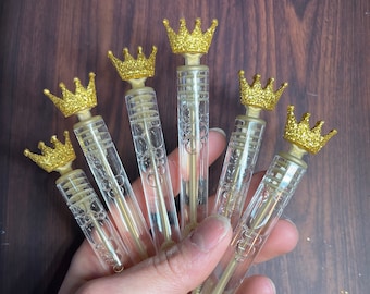 Gold Princess Royal Prince Crown Bubble Favor Wand Tube Party Party Supplies, Our Little Prince Princess Sparkly Gold Goodie Bag Stuffer