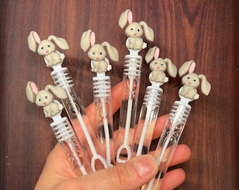 Bunny Rabbit Party Favor Hop on Over Birthday Bubble Wand Easter Bubbles Little Bunny is on the way Party Supplies Some Bunny is One Theme