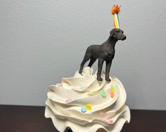Black Labrador Cupcake Topper|Black Lab Cake Topper|Retriever Wearing Party Hat Cupcake Topper Dog Barkday Pawty | Decor Lover Birthday Gift