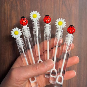Lady Bugs White Yellow Daisies Bubble Favor Loot Goodie Happy Our Little Lady Ladybug Daisy Party Supplies One Kids Garden First Birthday