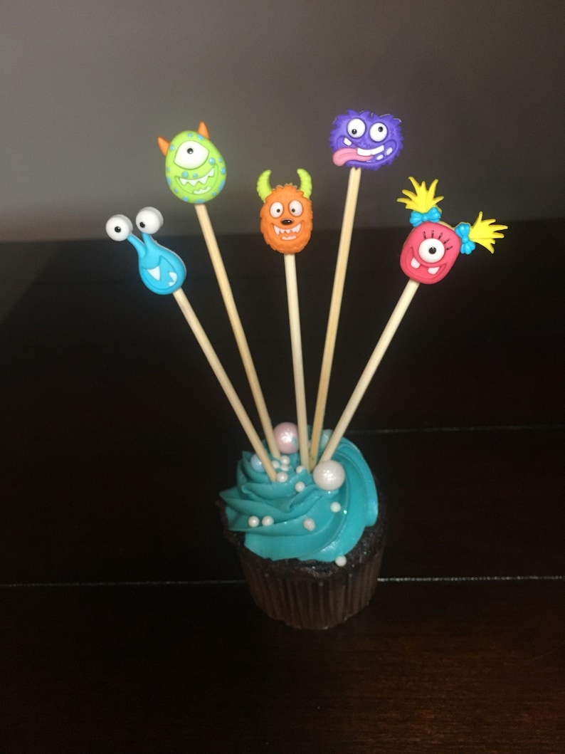 Monster Cupcake Toppers Boy Birthday Party Picks Monsters Etsy