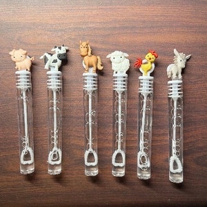 Barnyard Animals Bubble Favor Wand Tube Chicken Party Supplies, Cow Pig Sheep Lamb Horse Donkey Tractor Farm Chicken Goodie Loot Bag Stuffer