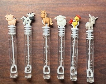 Barnyard Animals Bubble Favor Wand Tube Chicken Party Favor, Cow Pig Sheep Lamb Horse Donkey Party Supplies, Farm Chicken Goodie Bag Stuffer