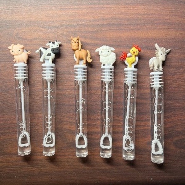 Barnyard Animals Bubble Favor Wand Tube Chicken Party Supply Cow Pig Sheep Horse Donkey Farmer Barn Tractor Farm Chicken Goodie Loot Bag